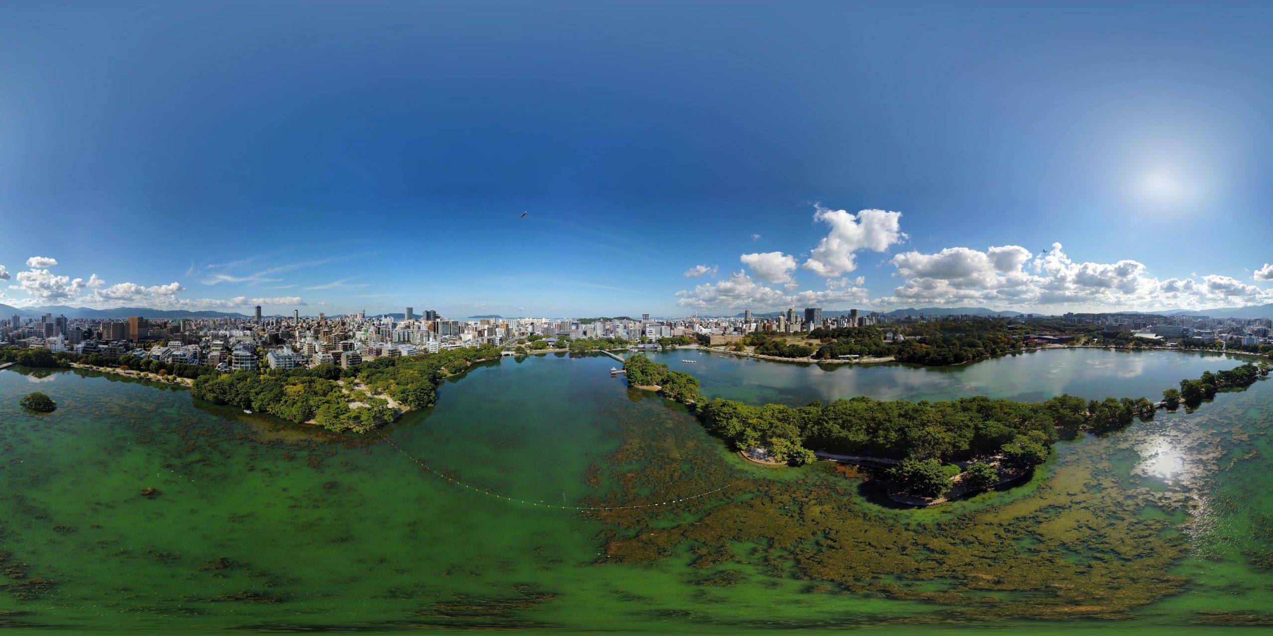大濠公園（福岡市）の空撮映像